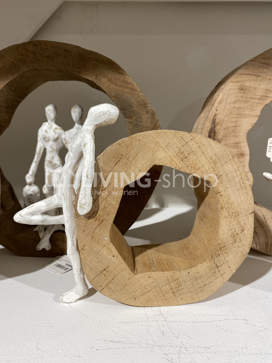 J-Line figuur Olifant - hout/metaal - naturel/brons - 2 stuks - vtwonen